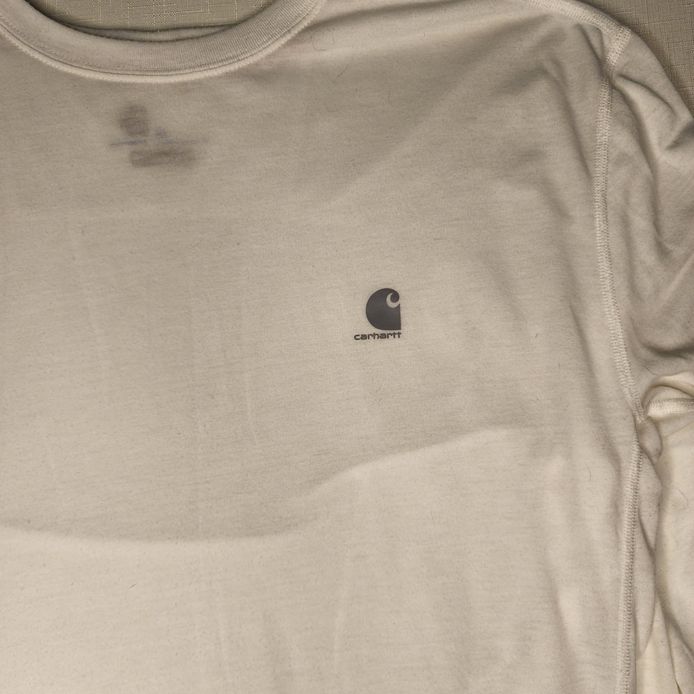 Carhartt Force Extremes Mens XL White Long Sleeve Shirt Relaxed Fit Crew Neck